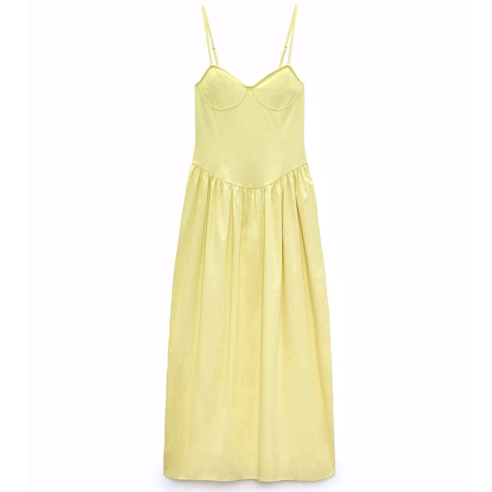 ZARA Women’s combination poplin midi dress💛💛